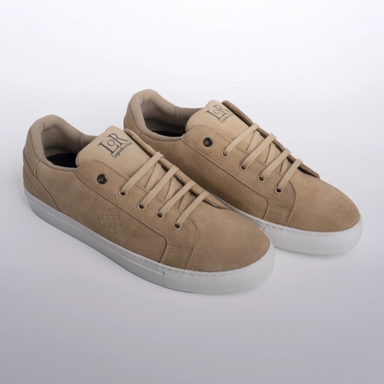 Zapatillas Kyalami de serraje beige para hombre vista frontal superior