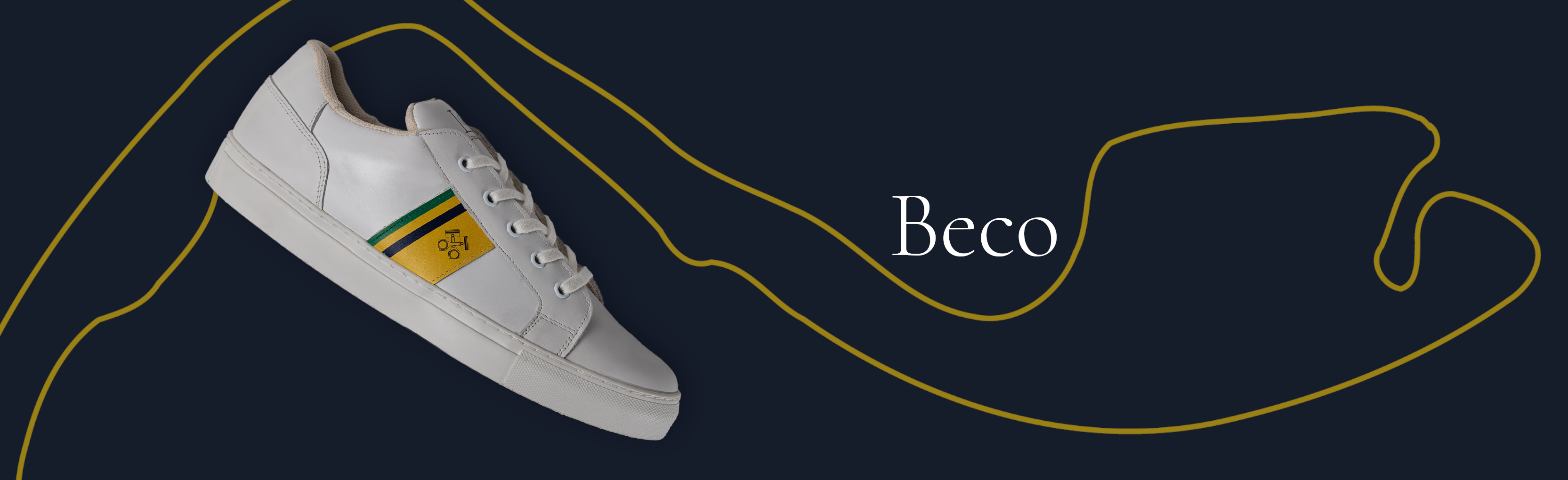 Zapatillas Beco de piel blanca inspiradas en Ayrton Senna con suela de caucho natural