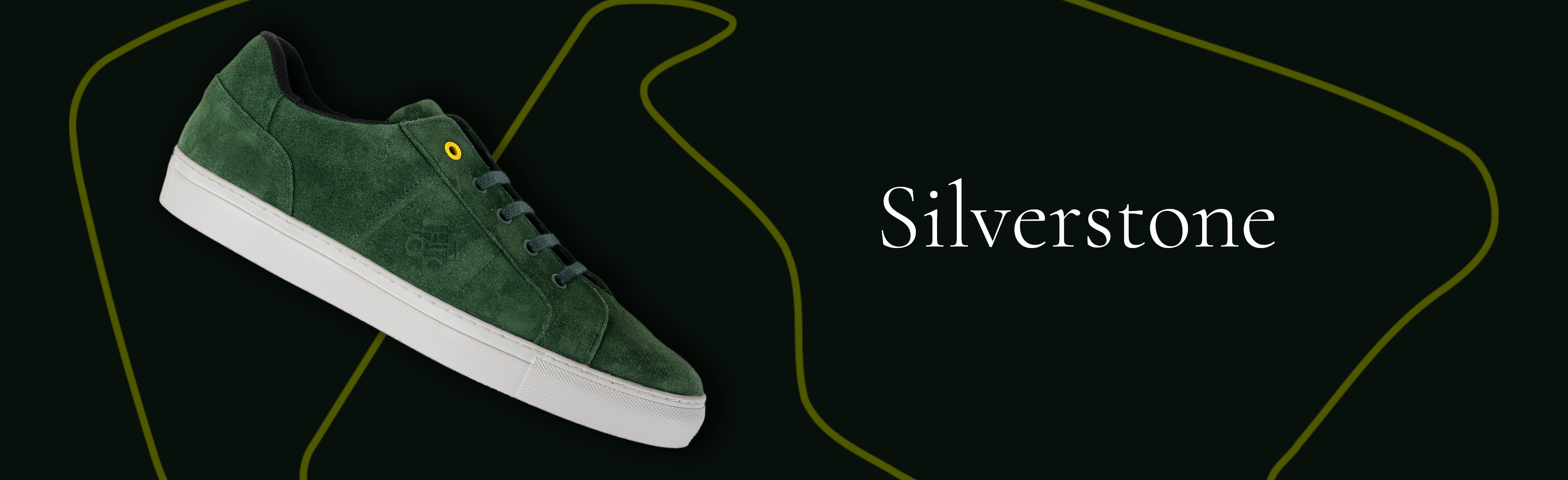 Zapatillas de serraje verde oscuro modelo Silverstone, inspiradas en el automovilismo británico